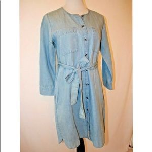 EUC GAP Denim Button Down Belted Dress W/ Pockets
